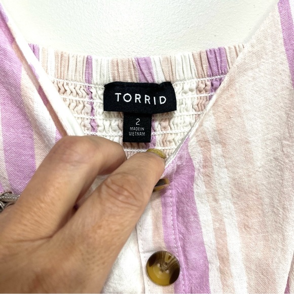 LIKE NEW! Torrid Midi Linen Button-Front Dress Size 2X - Picture 6 of 9